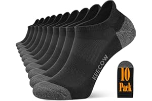 KEECOW 10 Pairs Trainer Socks, Running Socks, Thick Cushion Ankle Socks for Men Women, Multipack Unisex Athletic Socks for Work Walking Sport