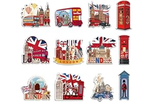 GENERIC London Fridge Magnets Set – 12PCS British Souvenirs, Red Phone Box, Double-Decker Bus, Tower Bridge, London Icons Decorative Kitchen Magnets, England Souvenirs Gifts for Friends & Family