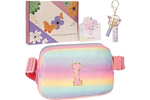 ONETOALL Crossbody Bags for Teenagers, Initial Bumbags for Kids, Gifts for 7 8 9 10 Year Old Girls, Waist Bag & Fanny Pack with Key's Chain