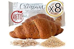 LINE@DIET 8 Cereal Keto protein croissants Line@ - 4g Carbs, 1g Sugars, 10g Protein per croissant - Made in Italy 8 x 50g brioche - keto snack, high protein, low calories, protein breakfast