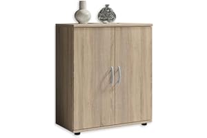 Stella Trading LILLY Commode en aspect chêne Sonoma - Commode moderne avec beaucoup d'espace de rangement pour le salon, la salle à manger et l'entrée - 60 x 70 x 30 cm (L/H/P)