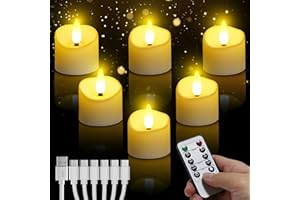 daphomeu Velas LED recargables con mando a distancia, 6 unidades, sin llama, velas LED con temporizador de ciclo de 24 horas, velas eléctricas para bodas, fiestas, Halloween, Navidad, decoración del