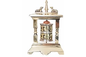 BERMONI Tibetan Table Top Copper Brass Prayer Wheel With Supporting Frame-11.5cm-(CS-MANE-100)