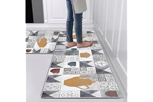 Hoimlm Set di tappetini da cucina antiscivolo, lavabili, 2 pezzi, tappeti e tappetini da cucina, anti affaticamento, set di tappeti da cucina, decorazione per la casa, ufficio, scrivania in piedi