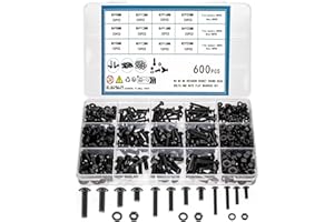 TOOINKCV 600 Stück M3 M4 M5 Schrauben Set,Innensechskantschrauben und Muttern und Unterlegscheiben Set, Maschinenschrauben, Linsenkopfschrauben Gewindeschrauben Set Sortiment kit Rundkopf