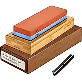 Praknu Knife Sharpening Stone 1000/6000 &ndash; Knife Sharpening Stone with Non-Slip Silicone and Bamboo Base &ndash; Suitable for Beginn