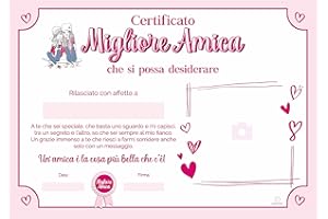 KOÏLWËS Certificato Migliore Amica - Idea Regalo Amica - Idea Regalo Donna Originale e Personalizzabile- Attestato Diploma per Amiche del coure - Sorpresa Originale
