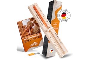 ALPENHAUCH Sauna Sanduhr 15 Minuten aus 100% Naturholz - Edle Saunauhr mit feinem Sand - Robuste Sauna Uhr mit Sicherheitsglas - 360° Drehbare Sauna Uhr Holz - Inkl. Saunabuch E-Book + Montagezubehör