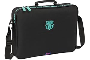 Safta F.C. BARCELONA 3ª EQUIPACIÓN - Cartera Extraescolares, Maletín Portatodo, Bandolera, Cómoda y Versátil, Calidad y Resistencia, 38x6x28 cm, Color Negro