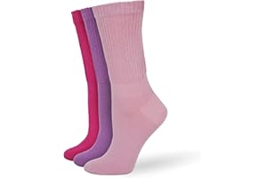 SOCKSMAD Ladies Non Elastic Diabetic Socks 4-8 Hand Linked Toe Seam 80% Cotton Soft Extra Wide Top Grip (Pack of 3) (4-8, Assorted)