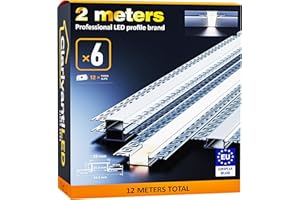 ClarivantiLED 2m×6 Profilé LED Encastrable 2m Aluminium pour Ruban LED Goulotte Diffuseur Rail Plafond Couvercle Transparent, Profilé Transparent pour Bande LED plinthe