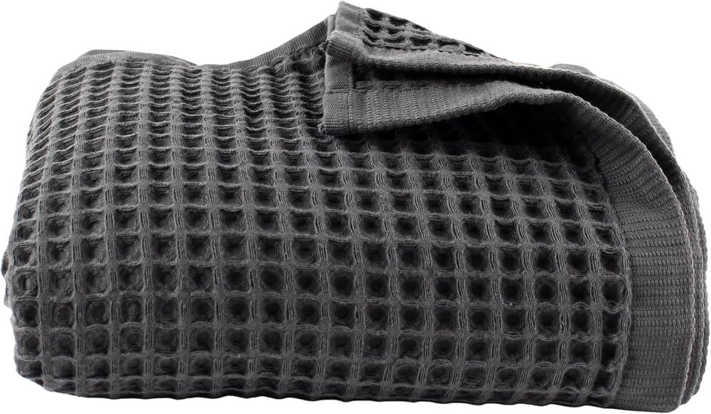 PÜSKÜL Lüks Waffle Banyo Havlusu, 80x160 cm Büyük Boy Havlu Pakette 1-Adet | Antrasit, 100% Pamuk Emici Yumuşak Hızlı Kuruyan Yüksek Kaliteli Waffle Petek Dokuma Ekstra Geniş Banyo & Plaj Havlusu