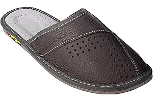 APREGGIO Kapcie męskie kapcie lekkie naturalne 100% skóra naturalny produkt ręcznie robione czarne solidna podeszwa wygodne wygodne miękkie, czarne, 42 EU