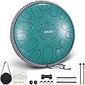 LEKATO Steel Tongue Drum à 15 Notes 13 Pouces, C Key Tambour de Langue Handpan Instrument de Percussion pour Education Méditation de Guérison, Cadeau pour Débutant(Vert Malachite)