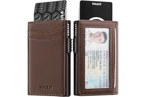 VULKIT Smukłe etui na karty kredytowe blokowanie RFID portfel na karty dla mężczyzn automatyczne rozkładane etui na wizytówki i notatki z zamknięciem magnetycznym, Espresso, Jeden rozmiar,