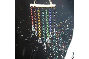 YU FENG Ciondolo a forma di prisma di cristallo da appendere, decorazione da giardino, decorazione arcobaleno, perline di vetro, ciondolo a forma di catena