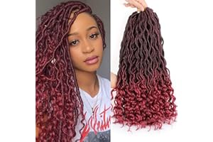 Xtrend 6Packs 18inch Crochet Braids Twist Hair Goddess Faux Locs Lockige Enden Dreadlocks Braids Synthetische Haarverlängerungen Hohe Temperatur für schwarze Frauen 20 Stränge/Packung Farbe TBUG