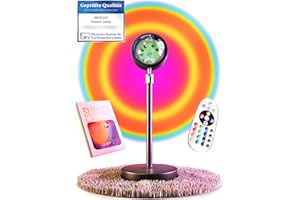 HEYLED® Sunset Lamp – 16 Farben LED Sunset Lampe - Inkl. EBOOK - Mit Fernbedienung für Farbwechselsteuerung und ein angenehmes Sonnenlicht