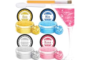 ERCORART Glitter Commestibili - 4 Colori di Glitter Commestibili per Torte, Glitter Commestibili per Cocktail, Cioccolatini, Panna, Brillantini Unghie, etc., Vegano, Senza Glutine, Senza Zucchero - 5 g/cad