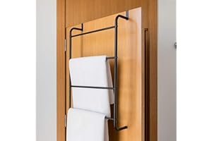 GEEZY Over the Door Hanging Towel Rail Modern Bathroom Towel Rack Holder with 4 Bars