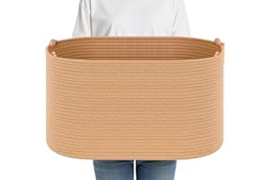 Otauoaea Cesta Portabiancheria, 65L Cesto Portaoggetti con Manici, Secchi per La Biancheria Cesta Giochi Bambini Grande per Cuscini per Giocattoli, Soggiorno, Camera da Letto (55 X 38cm,Juta)