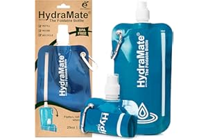 HYDRAMATE SwimCell Miękka butelka składana - Lekka, elastyczna kieszeń na wodę 750ml bez BPA. Butelka podróżna, kemping, festiwal, zajęcia na świeżym powietrzu. Trwały wielokrotnego użytku. Karabinek w zestawie