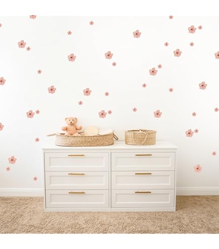 Autocollants Muraux Floraux En Cristal 3D , Miroir Amovibles , Acryliques Pour Chambre D'Enfants