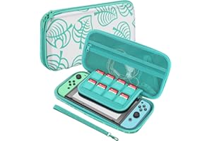 TNP PRODUCTS TNP Travel Case for Nintendo Switch New Horizon Animal Leaf Crossing Portable Carry Hard Shell EVA Material Pouch Traveler Deluxe Cover for Switch Console, Joy Con Controller, Game Card Holders