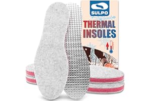 ‎SULPO SULPO 3 Paare Winter Einlegesohlen Herren und Damen - Weiche 6 mm Filz Einlegesohlen - Warme Einlagen Schuhe Herren und Damen - Thermische Schuheinlagen für kaltes Wetter - 35-46 EU