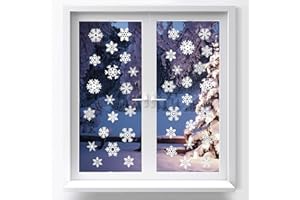 DERAYEE 48 Pieces Window Sticker Static Snowflakes Stickers Clings for Christmas Window Decoration