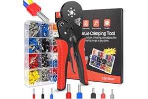 Crimpzange Aderendhülsen Set für 0.08-16mm², AivaToba Aderendhülsenzange mit 1250 Stück, Crimping Pliers & Aderendhülsen Set für Heimwerker und industrieller Bedarf Crimp Zange 16mm2