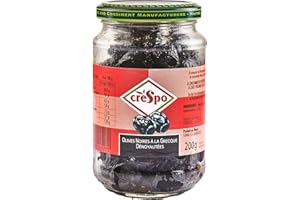 CRESPO Olives noires à la grecque dénoyautées 200 g bocal 37cl