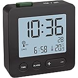 TFA Dostmann digital radiostyrd väckarklocka, 60.2545.01, med justerbar tidszon, väckarklocka med temperaturvisning, svart