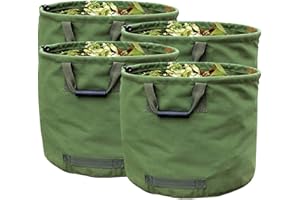 IVYH Confezione da 4 Sacco da Giardino 125L Resistenti con Manici, Sacchetto Foglie Verdi con Tessuto Militare Canvas (H45.7 cm, D55.8 cm)
