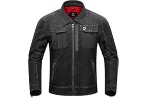 BORLENI Chaqueta Moto Hombre de Denim Chaquetas Reflectante con Bolsillos Protección CE Extraíble Transpirable para Primavera Otoño Negro (FR/ES, Letras, 3XL, Regular, Regular, negro)