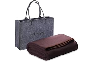 ACUSHLA 80% Merino Wool Camping Blanket Soft Warm Thick Blanket Throw for Bed Couch Outdoor Camping Travel Car Sleeping Patio Porch 150x200cm Brown