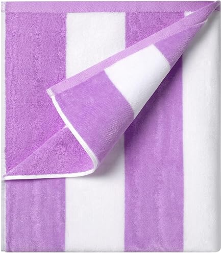 MOMOMUS Grote strandhanddoek van 100% katoen met cabana-strepen, zacht en zeer absorberend, strandlaken van katoen en grote strandhanddoek voor zwembaden, groen, 90 x 180 cm