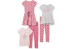 Amazon Essentials Set Regalo con Vestito, Casacche E Leggings da Combinare E Abbinare (in precedenza Spotted Zebra) Bambine e Ragazze, Confezioni Multiple