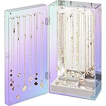 Espositore per Gioielli Girevole a 2 Livelli Organizzatore per Albero di Gioielli Organizzatore per Bracciali con Collana Rotante in Metallo con 24 Ganci Porta Collane Rotante per Collane,(#1