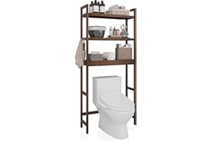 SMIBUY Estante de Almacenamiento de baño, Estante Organizador de bambú sobre el Inodoro, Protector de Espacio para Inodoro Independiente con estantes Ajustables de 3 Niveles (Nuez)