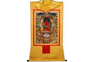 Gandhanra Thangka Tibétain,Amidabha en Terre Pure,Elysée du bouddhisme,Sukhavati,Bouddha Tenture Murale Tangka,Tapisserie Murale Tibetaine,Pour Autel Bouddhiste,Bouddha Décoration Zen,Meditation