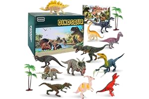 kramow Juego de Dinosaurios,Figura de Dinosaurio 15 PCS Dinosaurios de Juguete Set Regalo para Chicos Niños 3, 4, 5 y 6 años