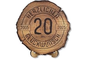 ‎DARO DESIGN DARO Design - Holzscheibe - 20 Jahre - Größe 30cm- Geschenk zum Jubiläum, 20 Geburtstag, Jahrestag - Herzlichen Glückwunsch 2025