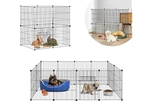 ORHEYA Recinzione a griglia per conigli, in metallo, per porcellini d'India, per piccoli animali, fai da te, con porta, 142 x 72 x 36 cm