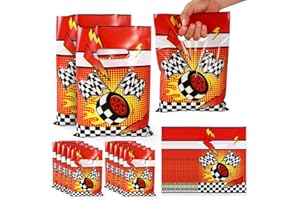 SAVITA 50 Sacchetti Regalo per Feste di Compleanno a Tema Auto da Corsa, Sacchetti Regalo per Caramelle Decorazioni di Compleanno a Tema Auto da Corsa Ruote 2 Bandiere Fulmini Bomboniere Feste