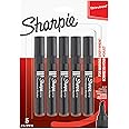 Sharpie W10 Permanent Markers | Chisel Tip | Black | 5 Count