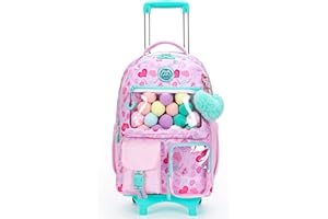 HTgroce Cartable a Roulette Fille ce2, Cartable Fille Roulette Primaire Sac a Roulette Fille