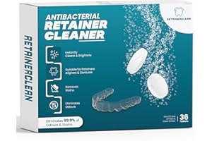 RETAINERCLEAN Retainer Cleaning Tablets - Premium Denture Cleaning Tablets - Stain Free, Gentle Teeth Aligner Cleaner Tablets - Fresh, No After Taste Mouth Guard Cleaner - Easy to Use- 36 Tablets - 1 Months Supply