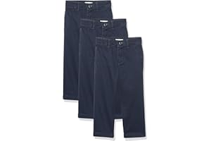 Amazon Essentials Pantalones Chinos de Uniforme de Corte Recto y Frente Plano Niño, Paquetes Múltiples