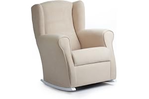 Gasten a gusto SILLONEA- Sillón de Lactancia, amamantar o Dar el Pecho- Tela Antimanchas- Butaca Mecedora con balanceo para dormirlo(Tamaño: 100 * 74 * 77 cm.) Tapizado en Beige